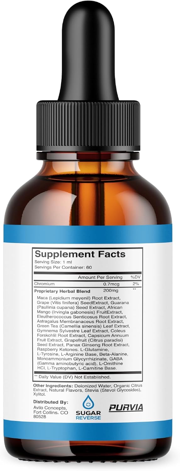 SugarReverse Drops: Advanced Formula Supplement with Chromium - Maximum Strength Sugar Reverse Liquid Drops (1 Bottle)