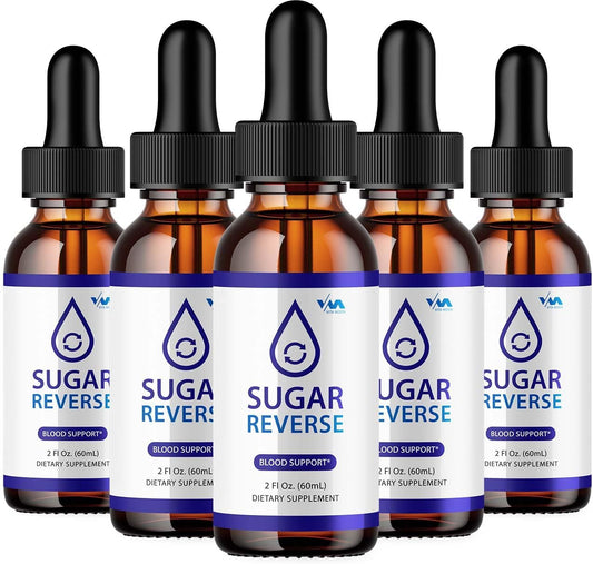 SugarReverse Vitamin Support Drops - 5 Pack, Advanced Formula for 24 Hour Energy & Strength - 5 Month Supply