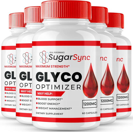 SugarSync Glyco Optimizer Supplement Capsules - Maximum Strength Formula for Ideal Performance and Health Support - All Natural Ingredients (5 Pack)