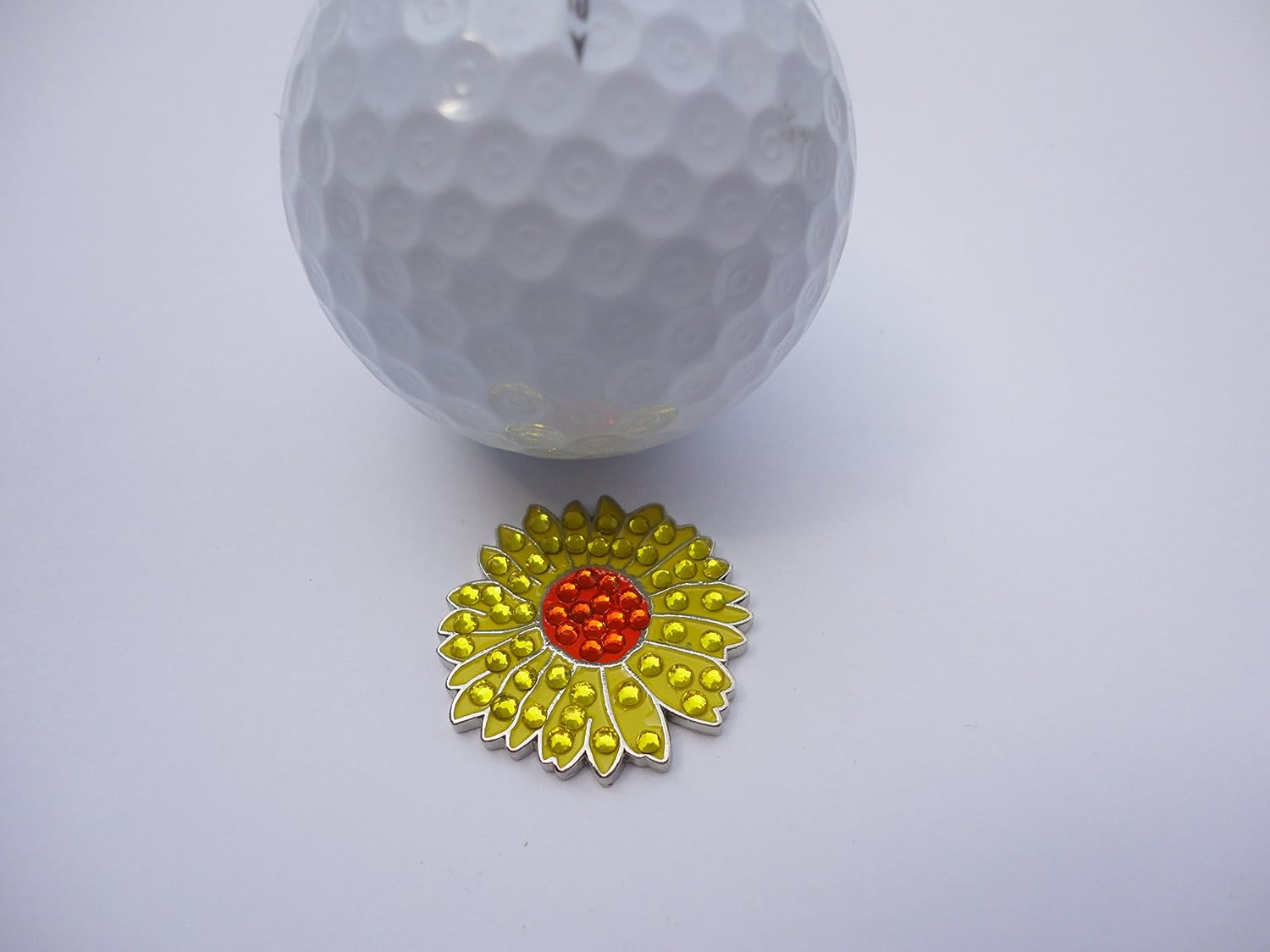 Sunflower Golf Ball Marker with Crystal Adorned Magnetic Hat Clip - Premium Golfing Gift for Men & Women