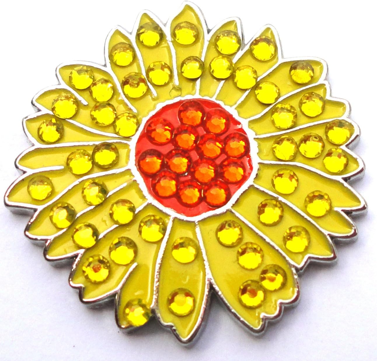 Sunflower Golf Ball Marker with Crystal Adorned Magnetic Hat Clip - Premium Golfing Gift for Men & Women