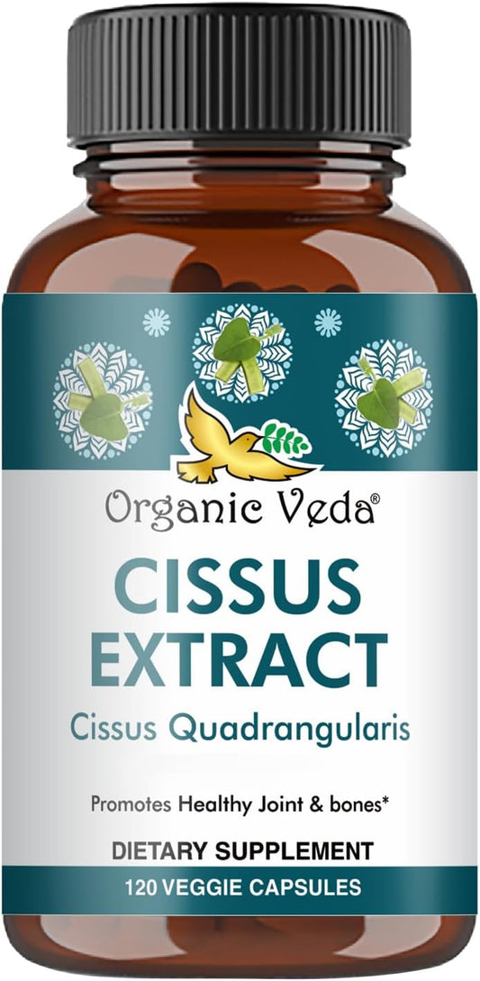 Super Concentrated Organic Veda Cissus Quadrangularis Extract Capsules 1200mg - Joint & Tendon Support Supplement - 120 ct