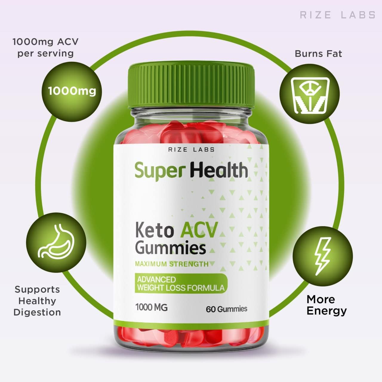 Super Health Keto ACV Gummies - Advanced  Slimming Formula  Formula with Apple Cider Vinegar - Superhealth Gummy Supplement for Belly Fat - 60 Gummies