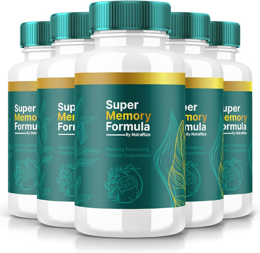 Super Memory Formula Capsules - NutraRize (5 Pack) Cognitive Support Supplement for Brainpower, Unlock Your Brain's Potential with Reviews (300 Capsules)