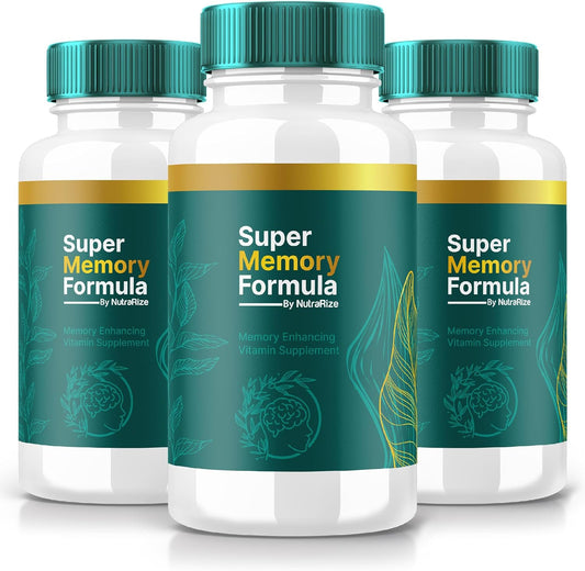 Super Memory Formula Capsules (3 Pack) - Enhance Brainpower and Cognitive Support with NutraRize. Unlock Your Brain's Potential! 180 Capsules.