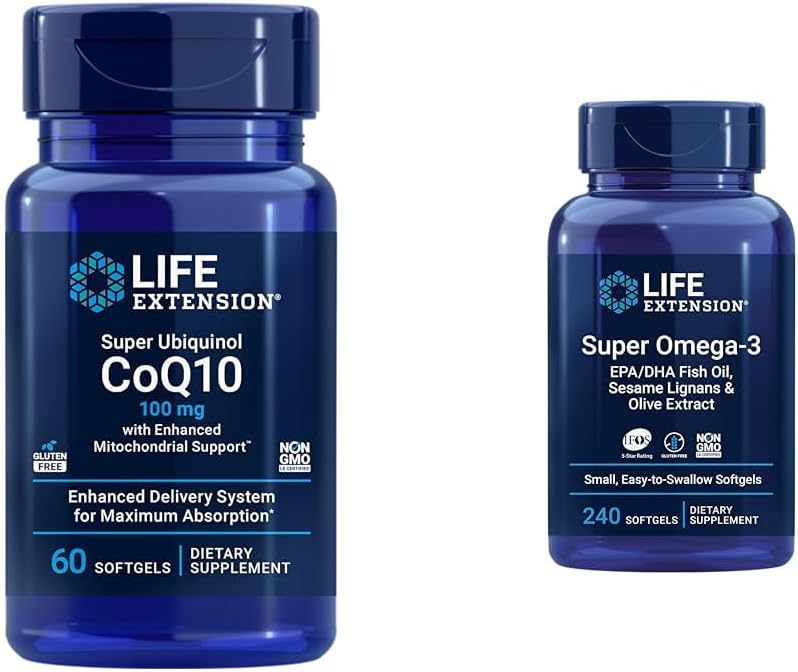 Super Ubiquinol CoQ10 with Enhanced Mitochondrial Support & Omega-3 Supplement