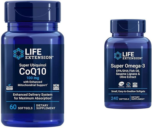 Super Ubiquinol CoQ10 with Enhanced Mitochondrial Support & Omega-3 Supplement