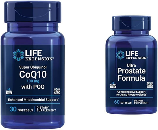 Super Ubiquinol CoQ10 with PQQ & Ultra Prostate Formula, Saw Palmetto & Pygeum for Men - Life Extension