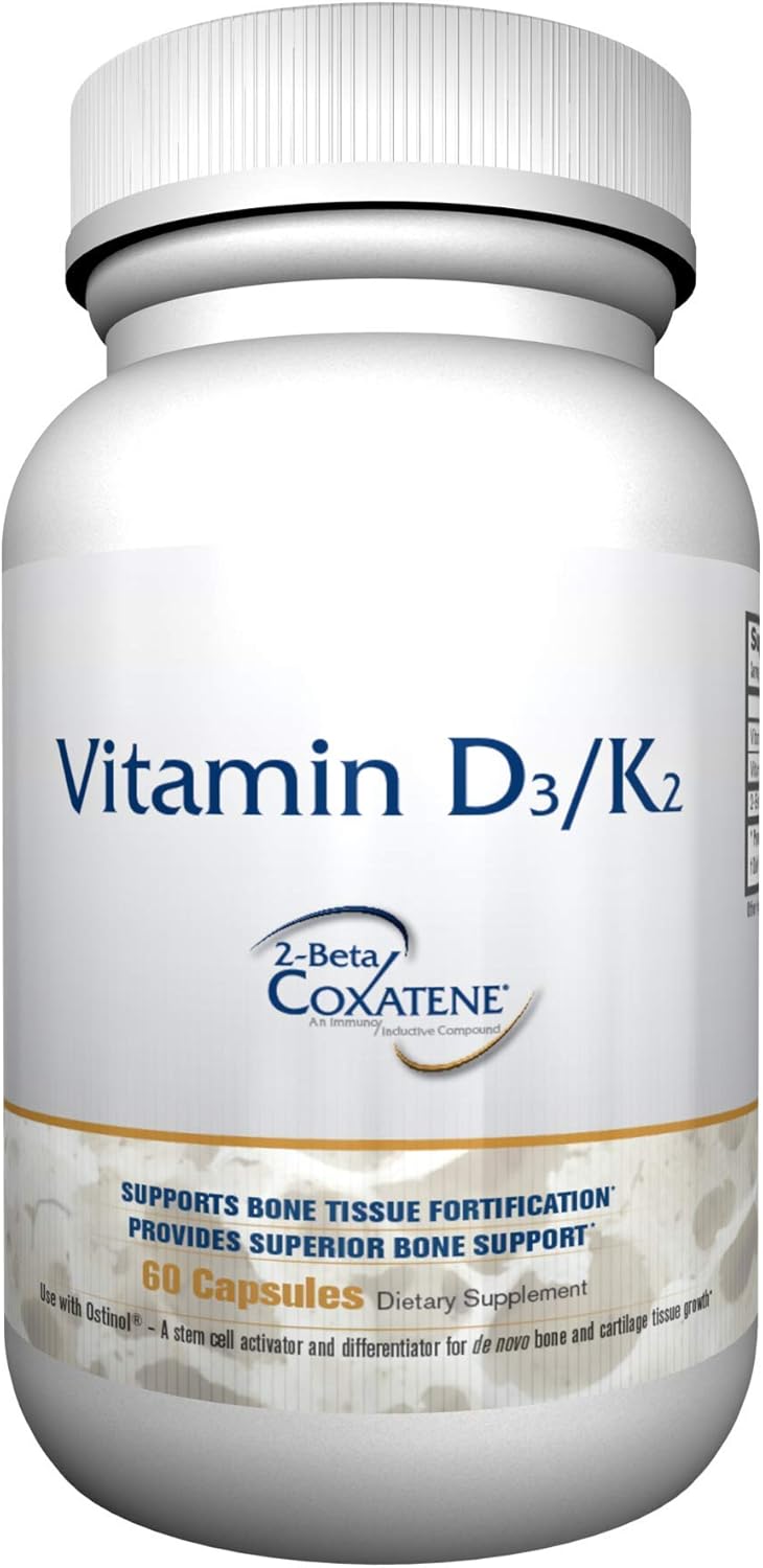 Superior Bone Support Vitamin D3/K2 Supplement (60 Capsules) - Enhance Bone and Joint Health, Boost Immune System - Non-GMO, Gluten-Free