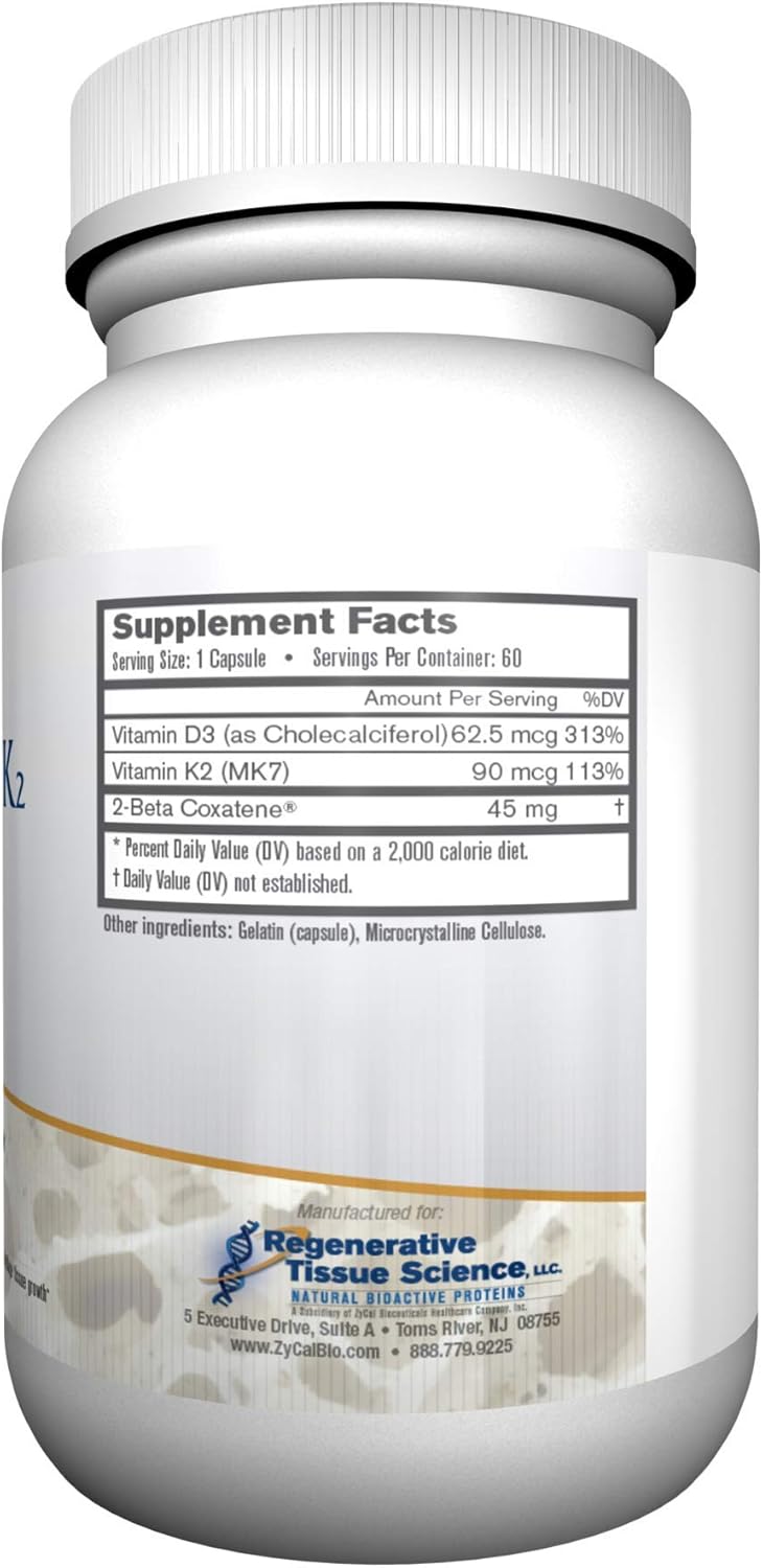 Superior Bone Support Vitamin D3/K2 Supplement (60 Capsules) - Enhance Bone and Joint Health, Boost Immune System - Non-GMO, Gluten-Free