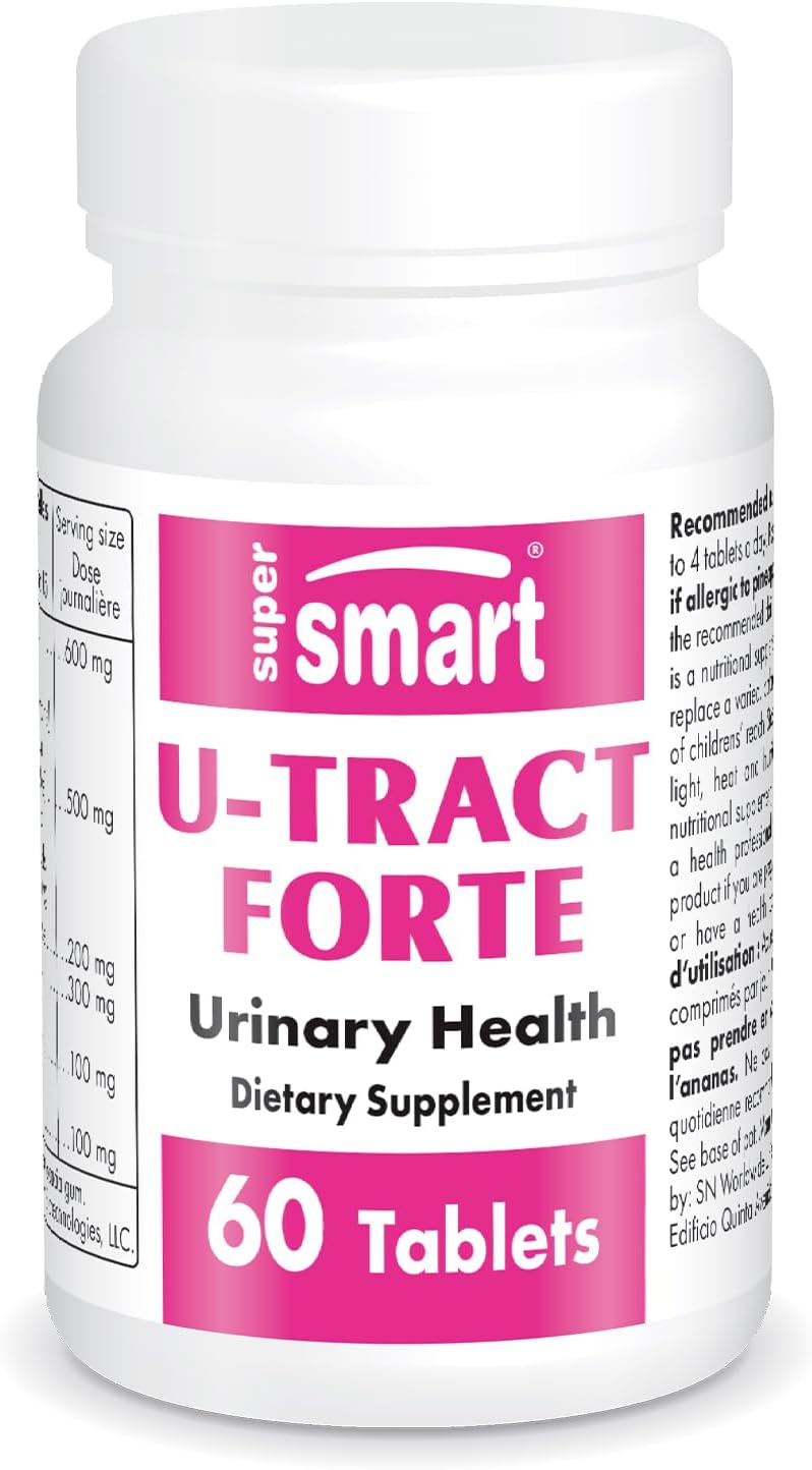Supersmart U-Tract Forte Tablets for Urinary Discomfort - D-Mannose & Bromelain - Non-GMO & Gluten Free - 60 Count