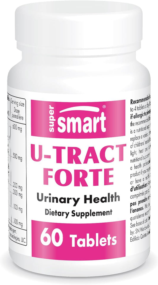 Supersmart U-Tract Forte Tablets for Urinary Discomfort - D-Mannose & Bromelain - Non-GMO & Gluten Free - 60 Count
