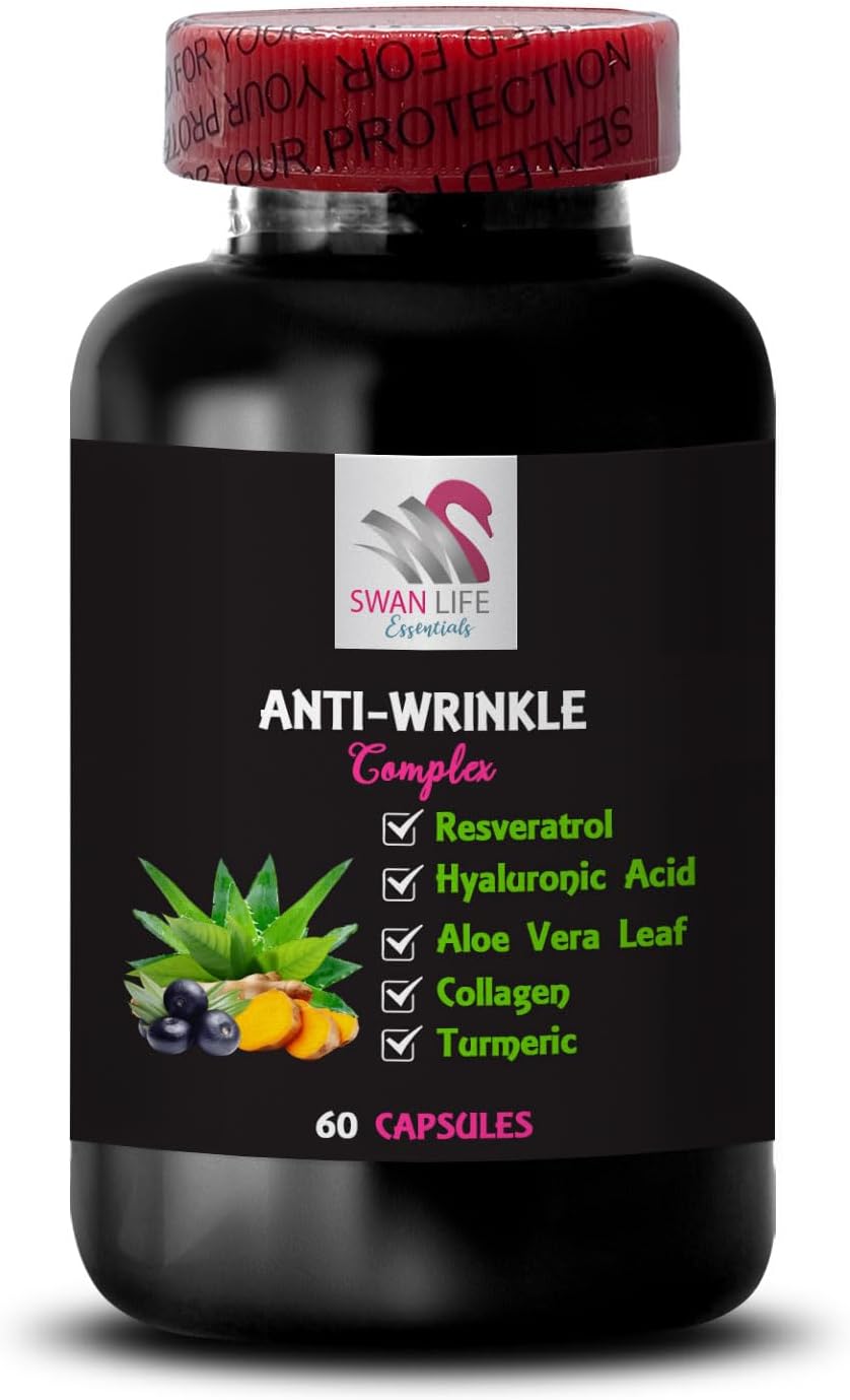 SWAN LIFE ESSENTIALS Anti-Wrinkle Complex - Grape Seed Power, Glycine Benefits - Hydration Solution with Natural Ingredients - 60 Capsules