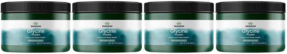 Swanson Ajipure Glycine Powder - Pharmaceutical Grade Amino Acid Supplement 8oz (227g) - Pack of 4