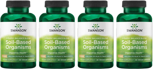 Swanson Balanced Blend Soil-Based Organisms 5 Billion CFU 90 Veg Capsules - Pack of 4