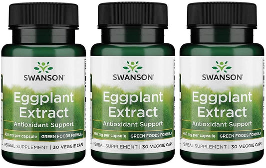 Swanson Eggplant Extract 450mg 30 Veg Capsules x3 - 20:1 Concentration