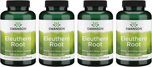 Swanson Eleuthero Root Capsules 425mg - Pack of 120 (4 Pack)