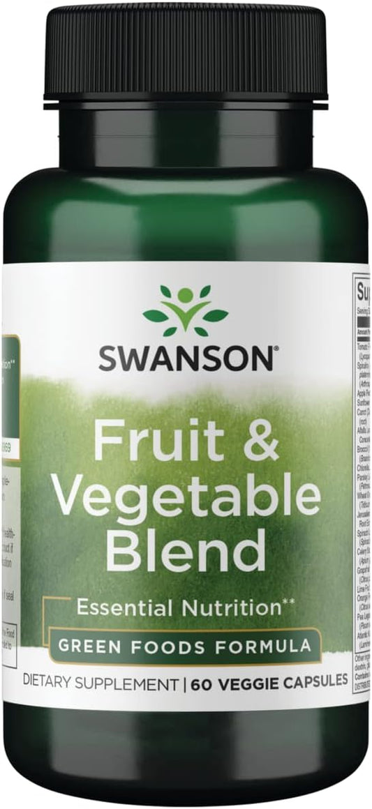 Swanson Fruit & Vegetable Blend Capsules - Natural Blend of 25+ Fruits and Veggies - Green Foods Supplement