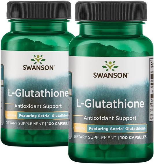 Swanson L-Glutathione Amino Acid Supplement 200 Capsules x 2 Bottles - 100mg per Capsule