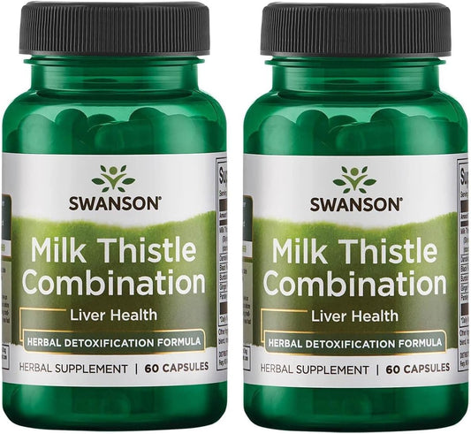 Swanson Milk Thistle Combination 120 Capsules - Pack of 2 for Liver Support and Detoxification
