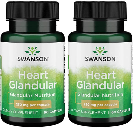 Swanson Raw Heart Glandular Capsules - 250mg, 60 Count (2 Pack)