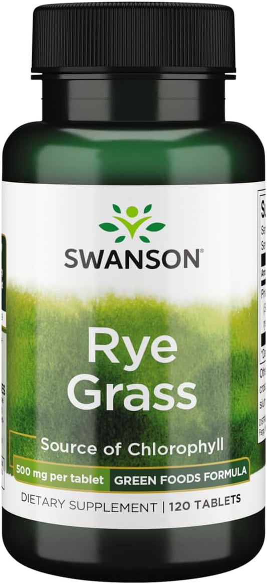 Swanson Rye Grass Tablets - 500mg, 120 Count - Natural Health Supplement