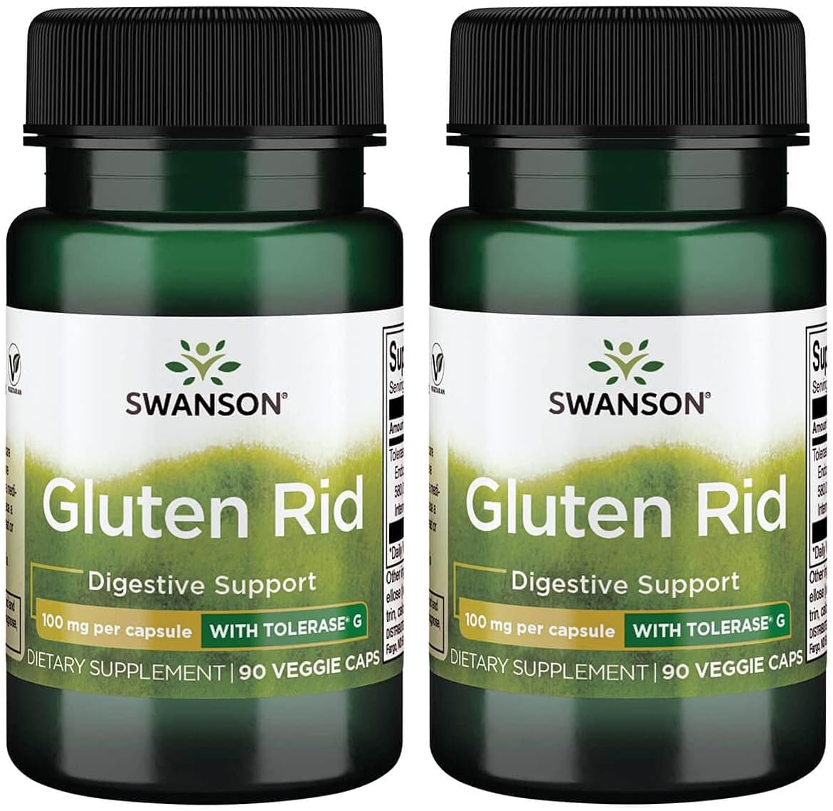 Swanson Ultra Gluten Rid Supplement with Tolerase G, 100mg, 90 Vegetarian Capsules - Pack of 2
