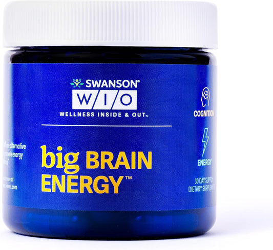 Swanson WIO Big Brain Energy Caffeine Alternative with enXtra Alpinia Galanga - 30 Capsules for Mental Wellness and Focus