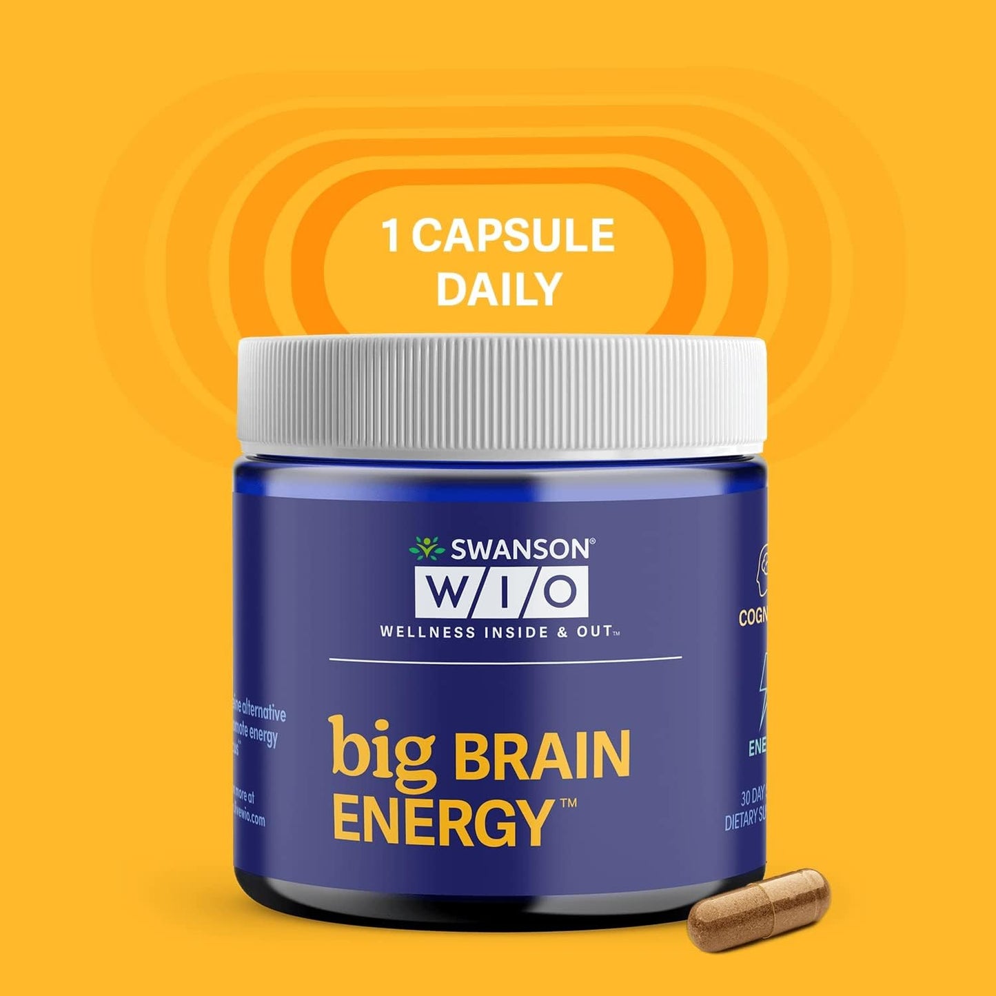 Swanson WIO Big Brain Energy Caffeine Alternative with enXtra Alpinia Galanga - 30 Capsules for Mental Wellness and Focus