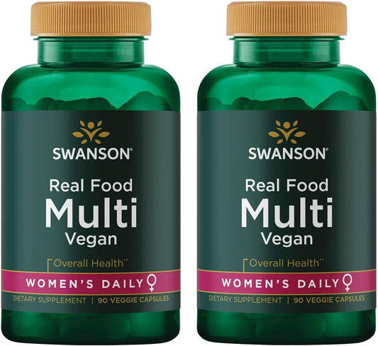 Swanson Women's Multi Vitamin Mineral Supplement for Health & Beauty, Urinary Tract & Stress Support - Vegan, Gluten-Free, Non-GMO - 90 Capsules x 2