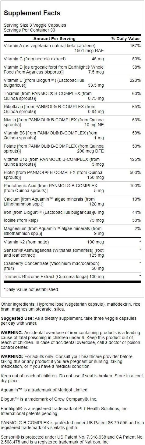 Swanson Women's Multi Vitamin Mineral Supplement for Health & Beauty, Urinary Tract & Stress Support - Vegan, Gluten-Free, Non-GMO - 90 Capsules x 2