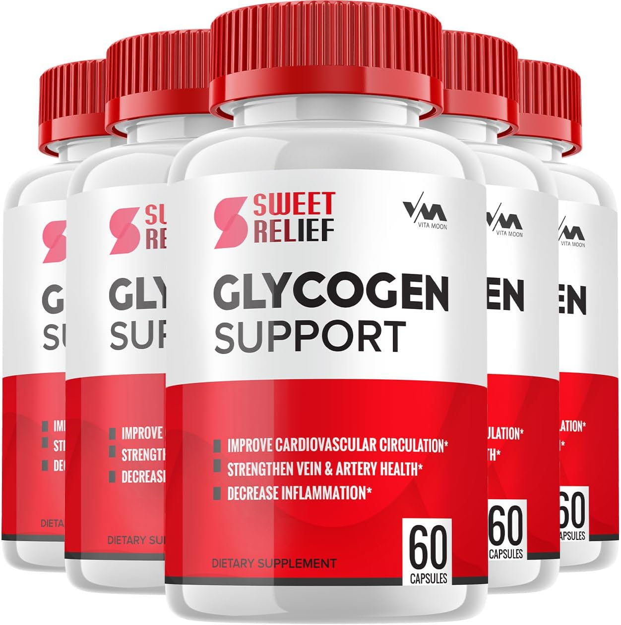 SweetRelief Glycogen Capsules (5 Pack) for Overall Wellness - Advanced Formula, 300 Pills - Vitamoon Sweet Relief Glycogen Reviews