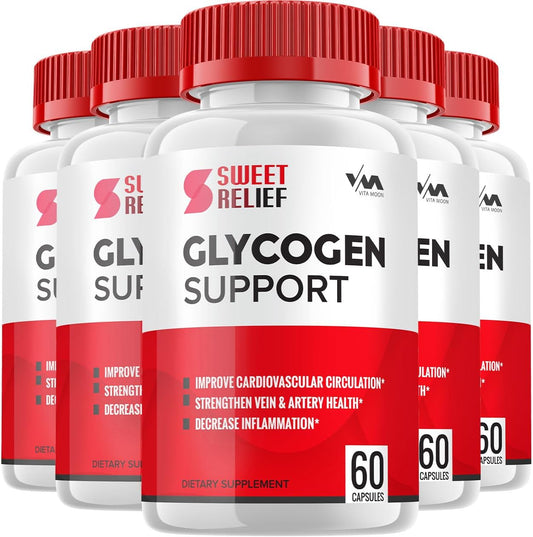 SweetRelief Glycogen Capsules (5 Pack) for Overall Wellness - Advanced Formula, 300 Pills - Vitamoon Sweet Relief Glycogen Reviews