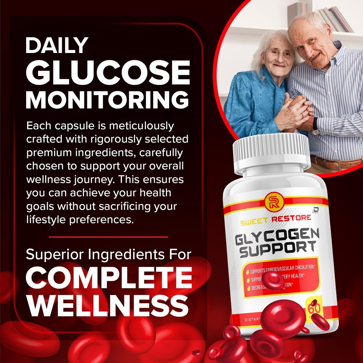 SweetRestore Advanced Formula Capsules - Extra Strength Pills for Healthy Circulation and Overall Wellness - Natural Vitamins for Optimal Health - 60 Capsules