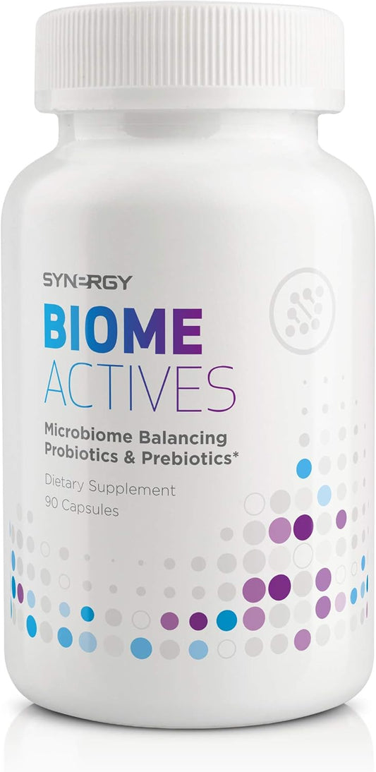 Synergy Biome Actives: 90 Capsules for Microbiome Balance with Probiotics and Prebiotics