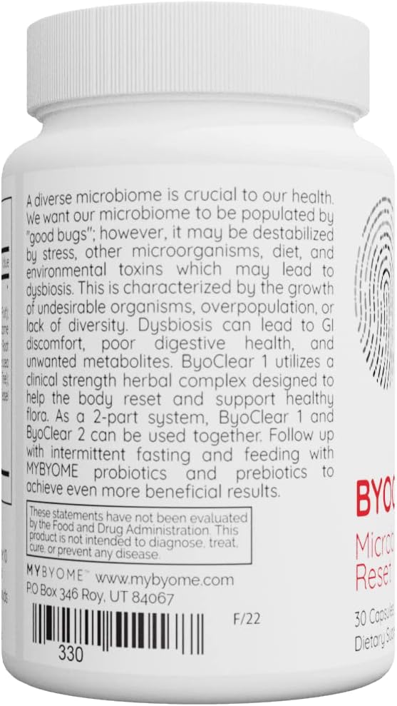 Systemic Formulas MyByome ByoClear 1 - Microbiome Reset Supplement for Digestion Health - 30 Capsules