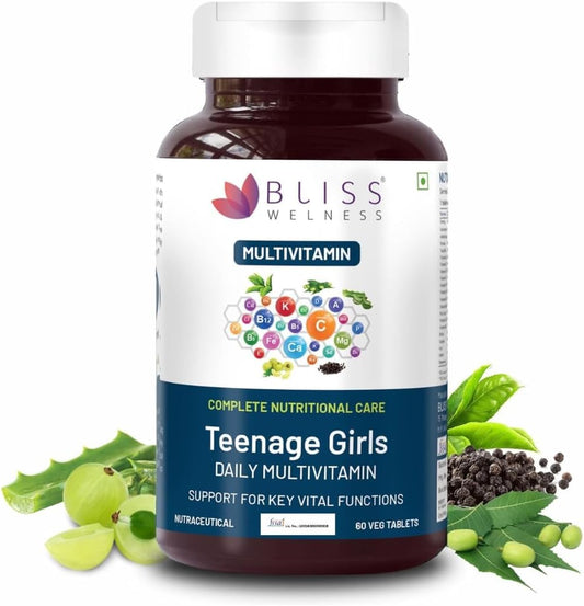 Teenage Girl Multivitamin with Calcium, Magnesium, Zinc, Aloe Vera, Bamboo, Grapeseed Extract - 60 Tablets for Immunity and Health