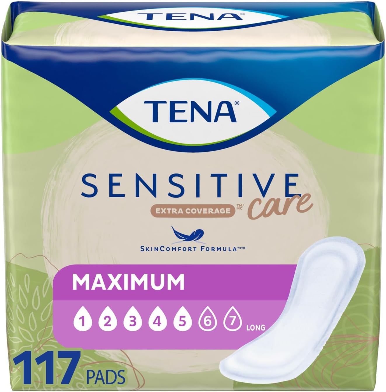 TENA Women's Incontinence Pads, Maximum Absorbency - Large, 56 Count, Overnight Absorbency, Postpartum & Bladder Control Underwear