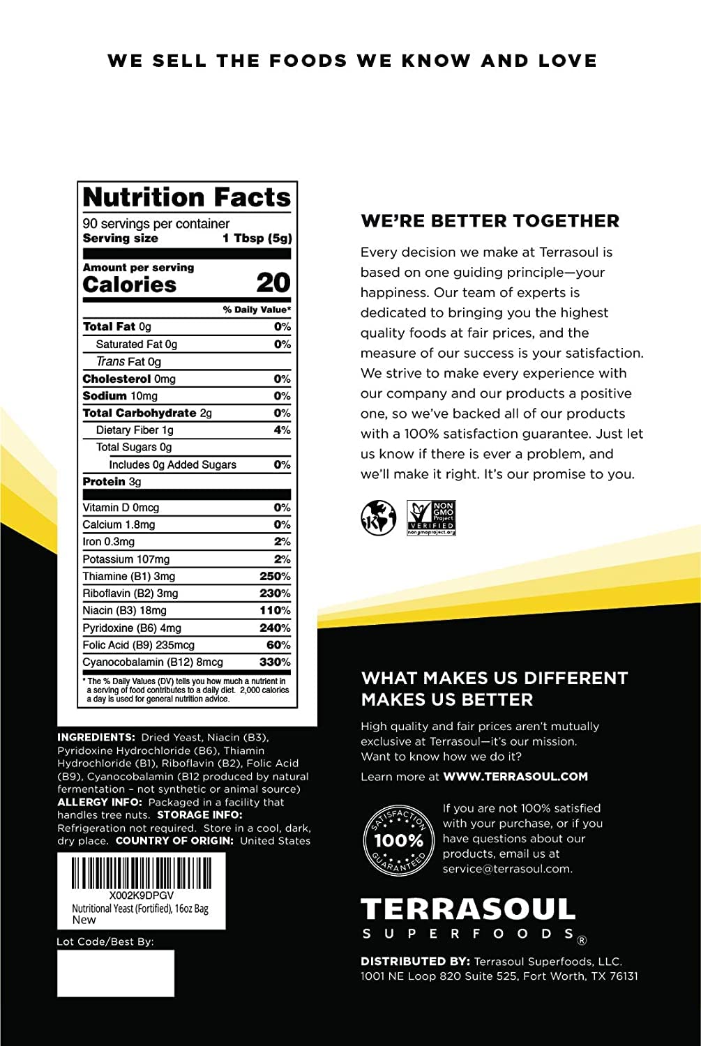 Terrasoul Superfoods Nutritional Yeast Flakes 9 Lbs Pack Fortified Vegan Cheese Seasoning Plant-Based Protein Boost