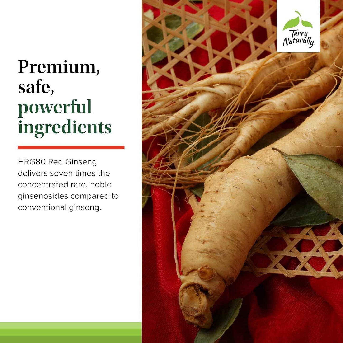 Terry Naturally HRG80 Red Ginseng Energy - Supplement to Support Healthy Energy & Focus - Herbal Supplement with Korean Red Ginseng Root Powder - Vegan Tablets to Aid Healthy Endurance - 30 Capsules