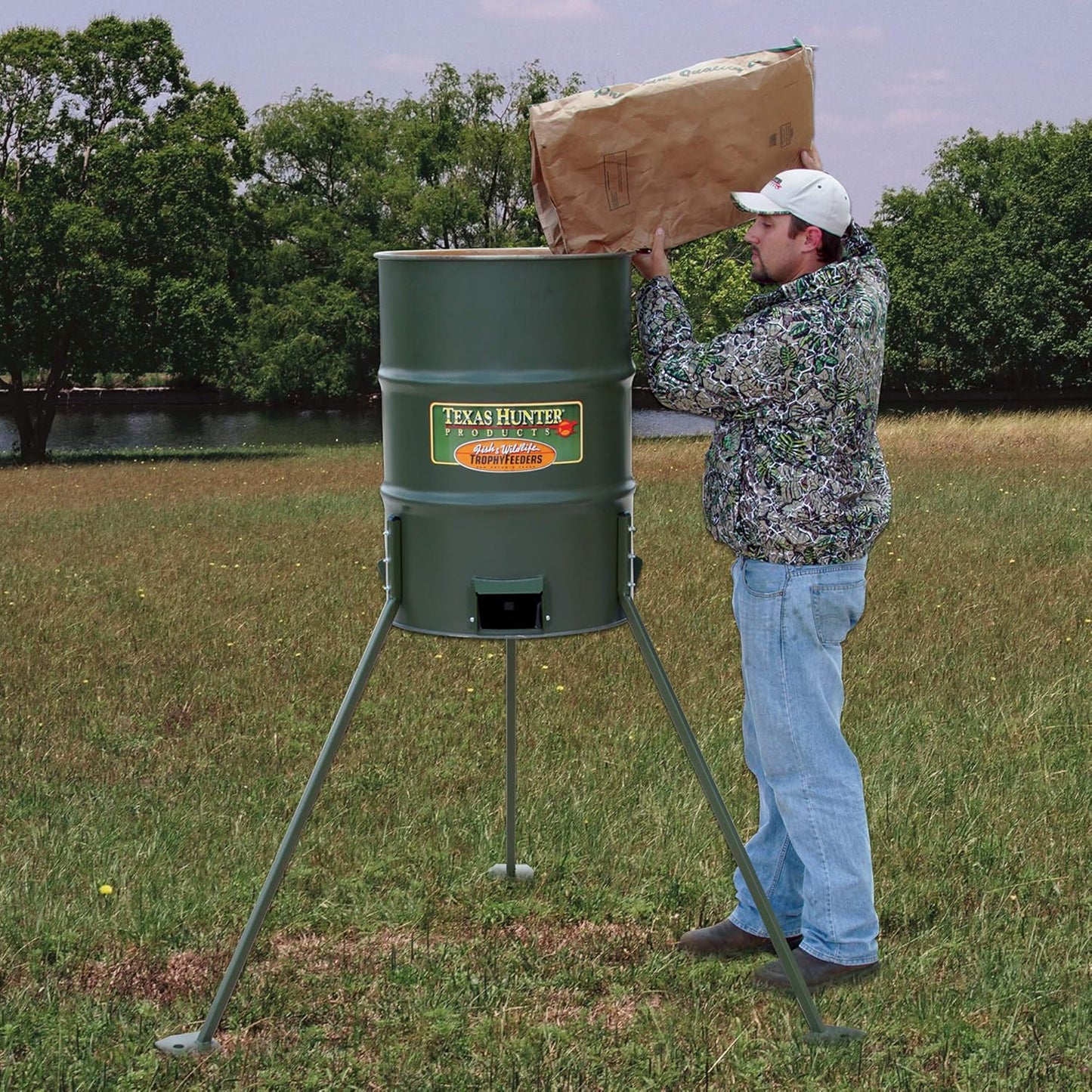Texas Hunter 300lb Barrel Protein Feeder for Wildlife - Model PF300