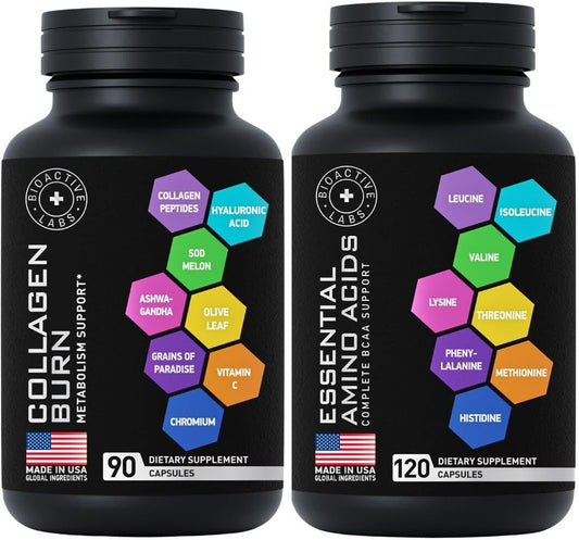Thermogenic Multi Collagen Burn with Essential Amino Acids - Fitness &  Slimming Formula  Bundle by BIOACTIVE LABS