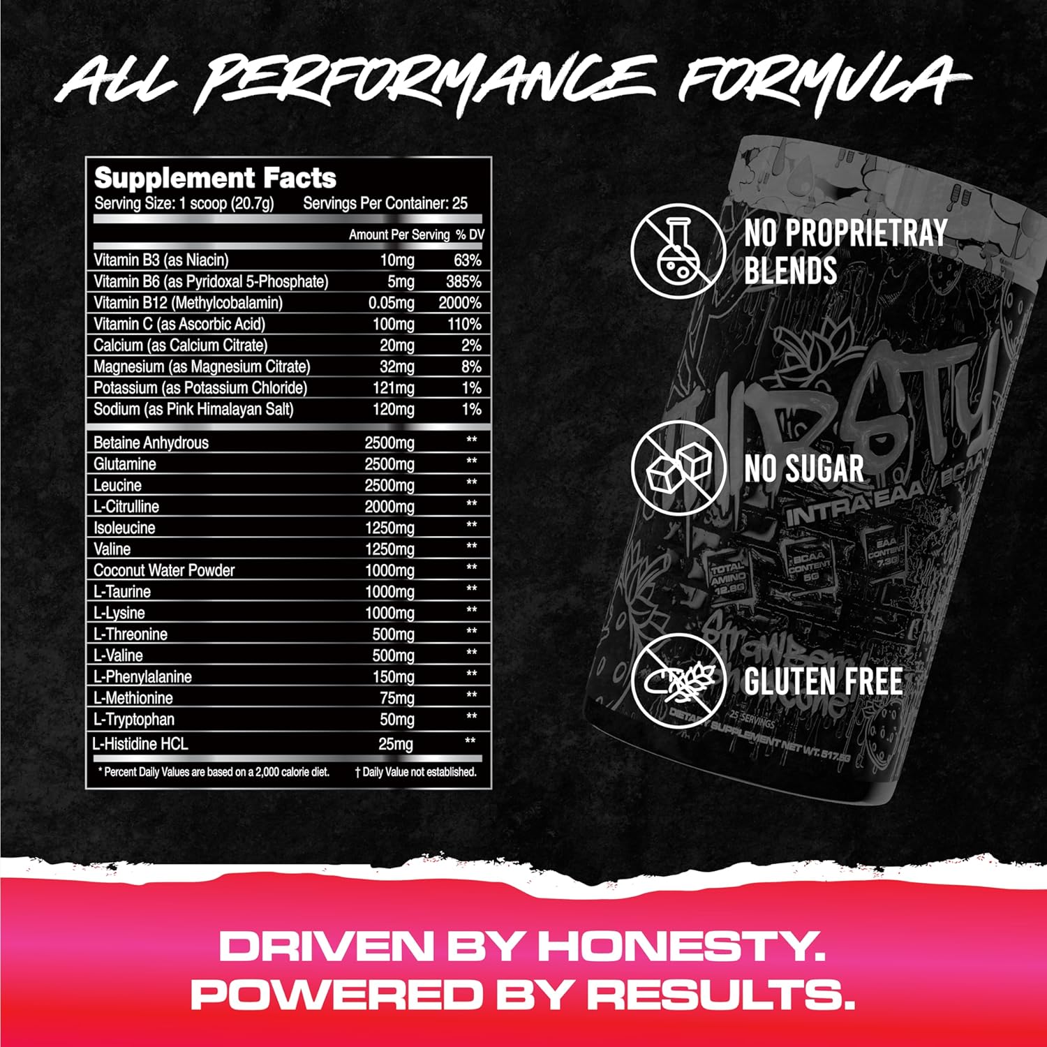 Thirsty BCAA & EAA Intra Workout Powder with Electrolyte Hydration Drink - 12.8g Amino Acids, 25 Servings