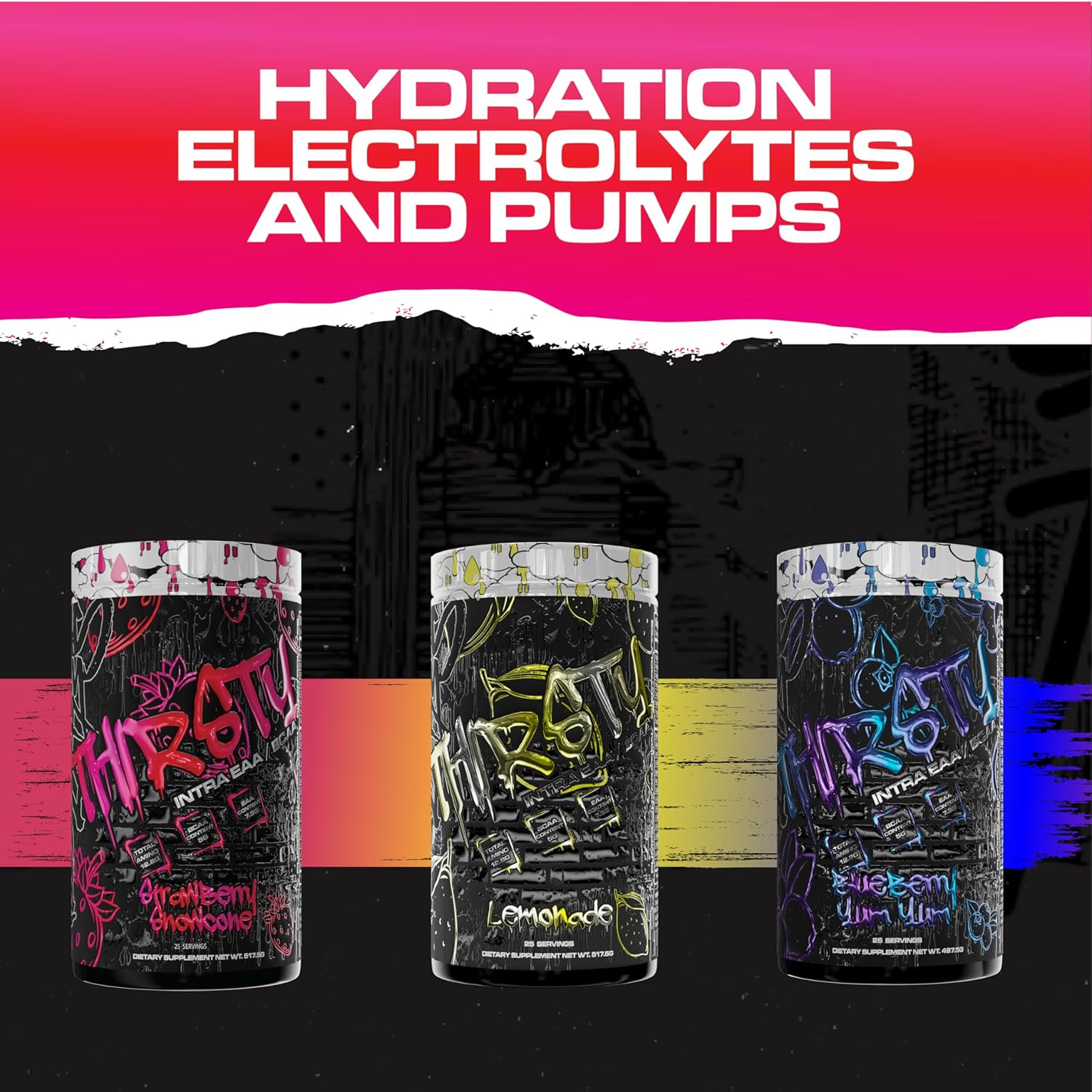 Thirsty BCAA & EAA Intra Workout Powder with Electrolyte Hydration Drink - 12.8g Amino Acids, 25 Servings