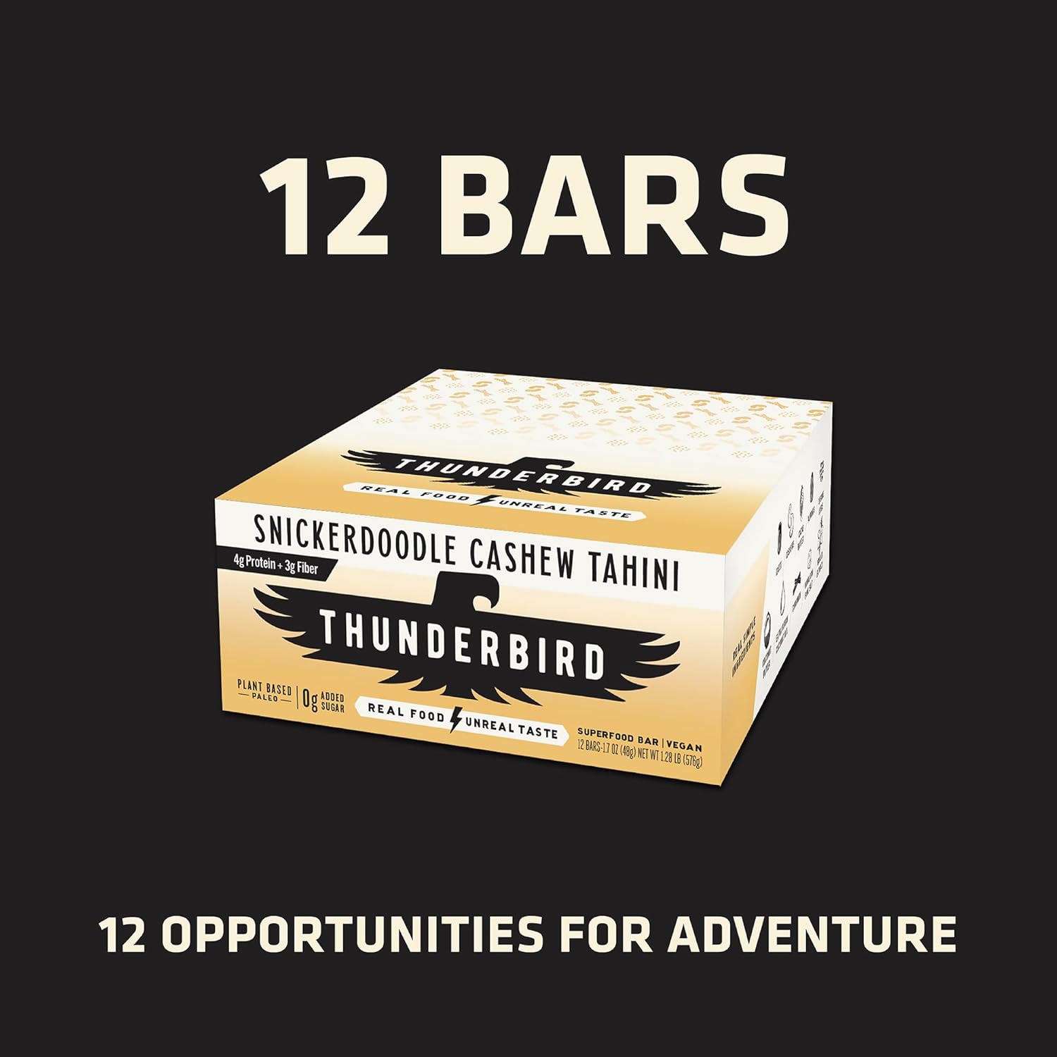 Thunderbird Energetica Snickerdoodle Cashew Tahini Energy Bars - 12 Count, 1.7 oz, Gluten-Free, Protein-Packed, Vegan, Paleo, Non-GMO, No Added Sugar