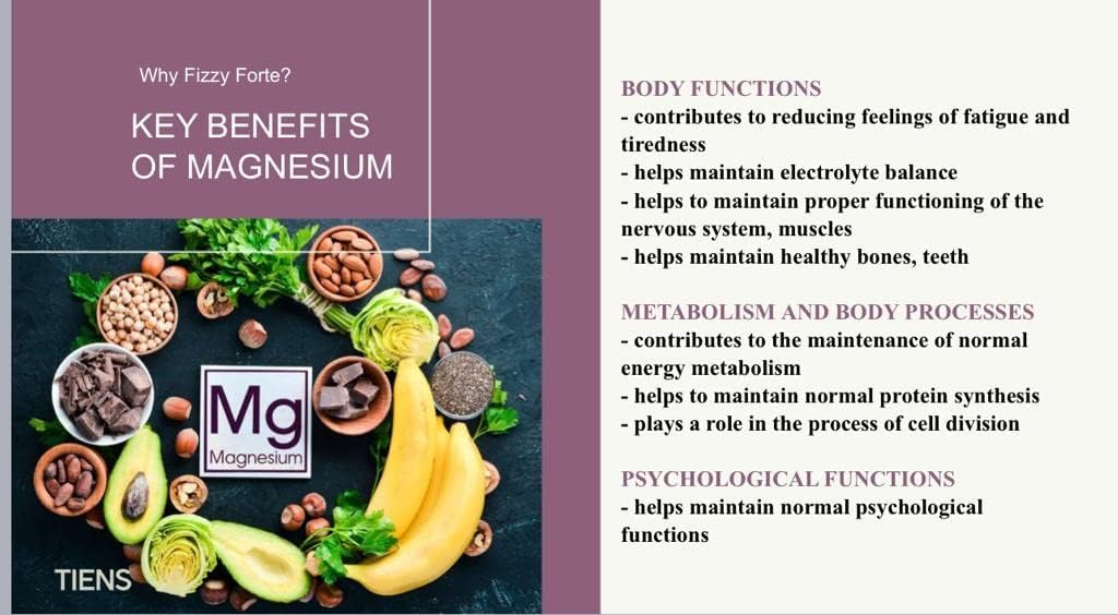 Tiens Magnesium Fizzy Sparkling Tablets with Vitamins and Minerals for Energy Boost - 84g