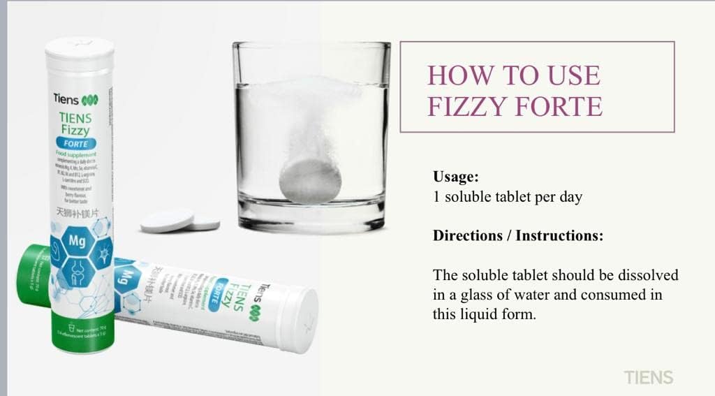 Tiens Magnesium Fizzy Sparkling Tablets with Vitamins and Minerals for Energy Boost - 84g