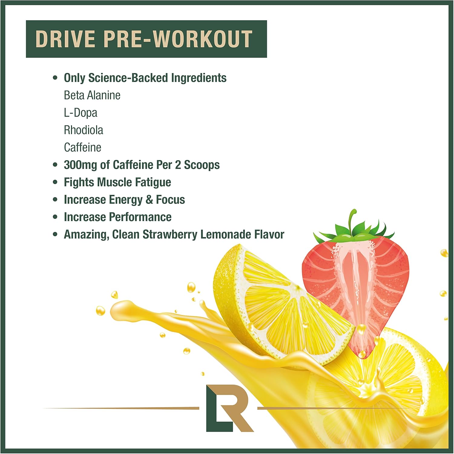 Tim Kennedy's Relentless Live Pre-Workout: Merica's Strawlemon, 30 Servings, 300mg Caffeine, USA-Made