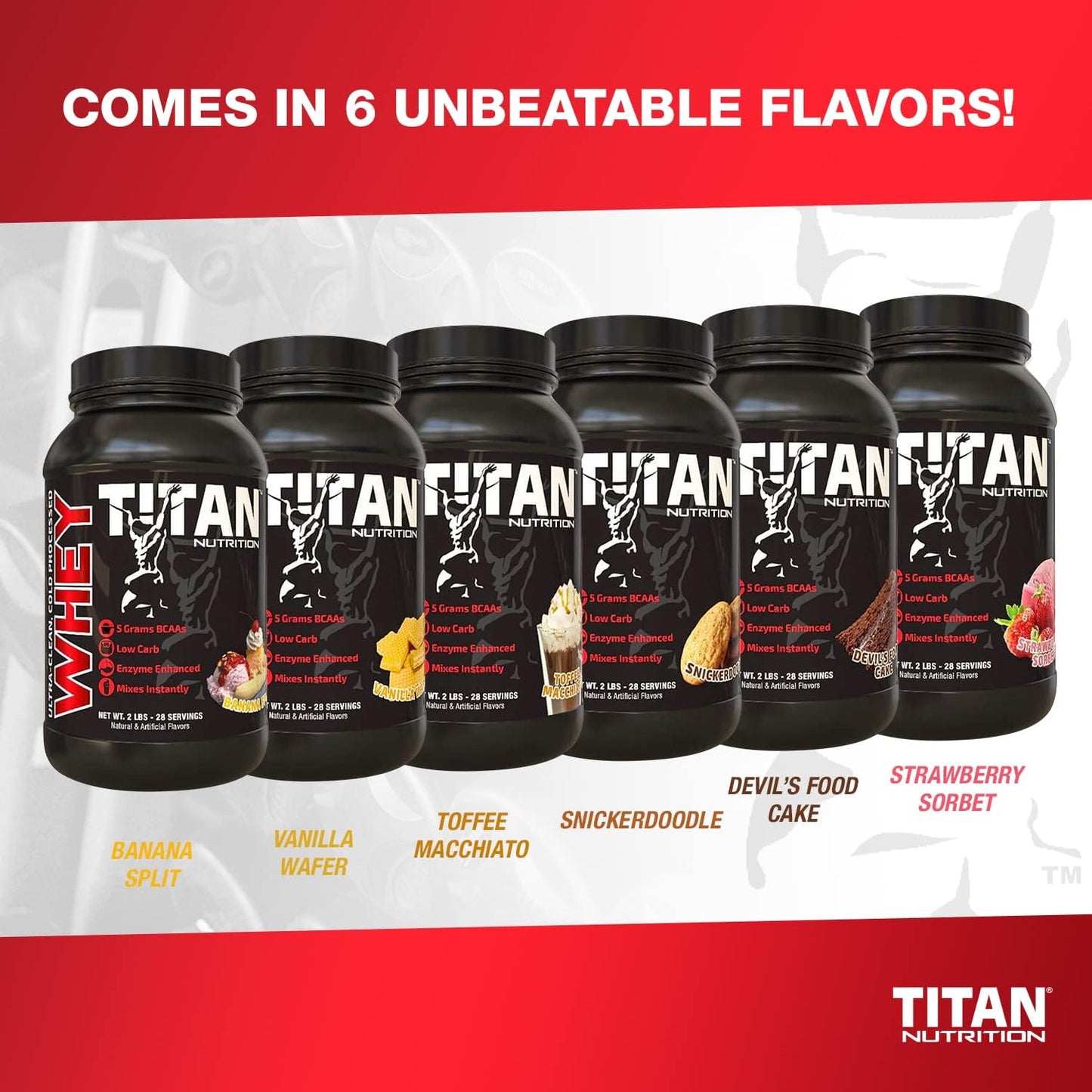 Titan Nutrition Titan Whey Protein Powder - 23g Protein, BCAAs, Digestive Enzymes - Supports Lean Muscle & Digestion - 2lb Snickerdoodle