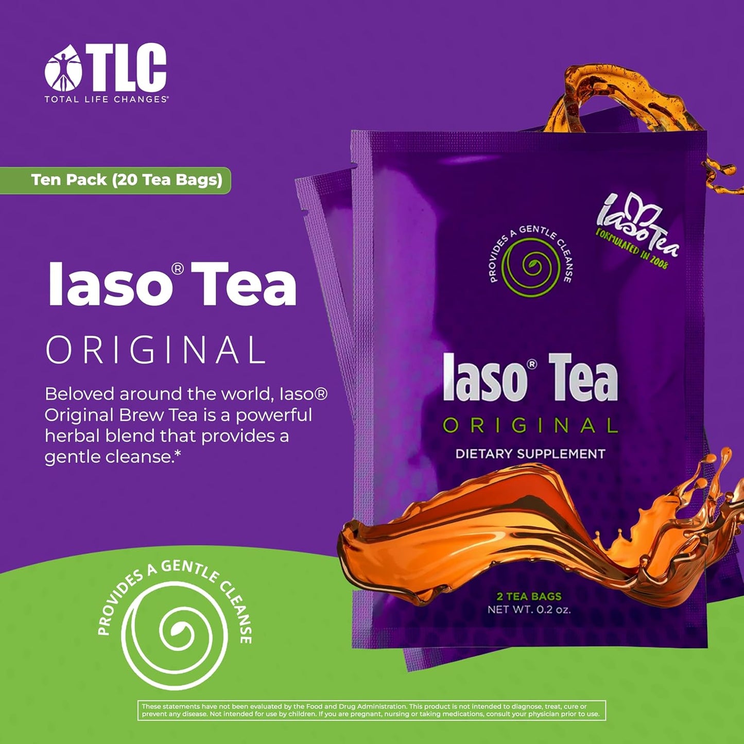 TLC Iaso Instant Tea Original - Cleansing & Refreshing Drink for Balanced Lifestyle - 200 Sachets in 10 Pack